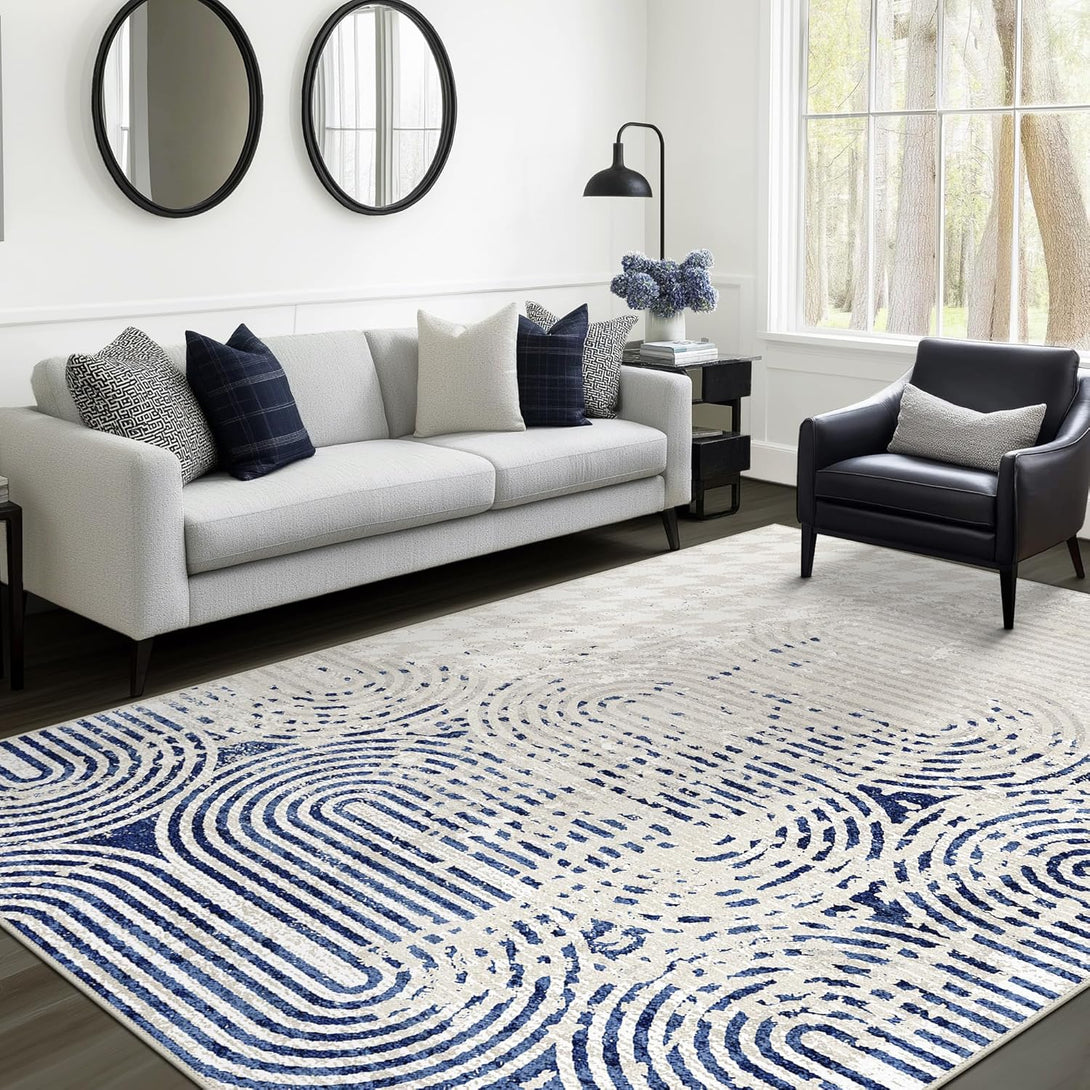GENIMO Abstract Geometric Aesthetic Non - Slip Area Rug - LF9832 - BW - 3x5