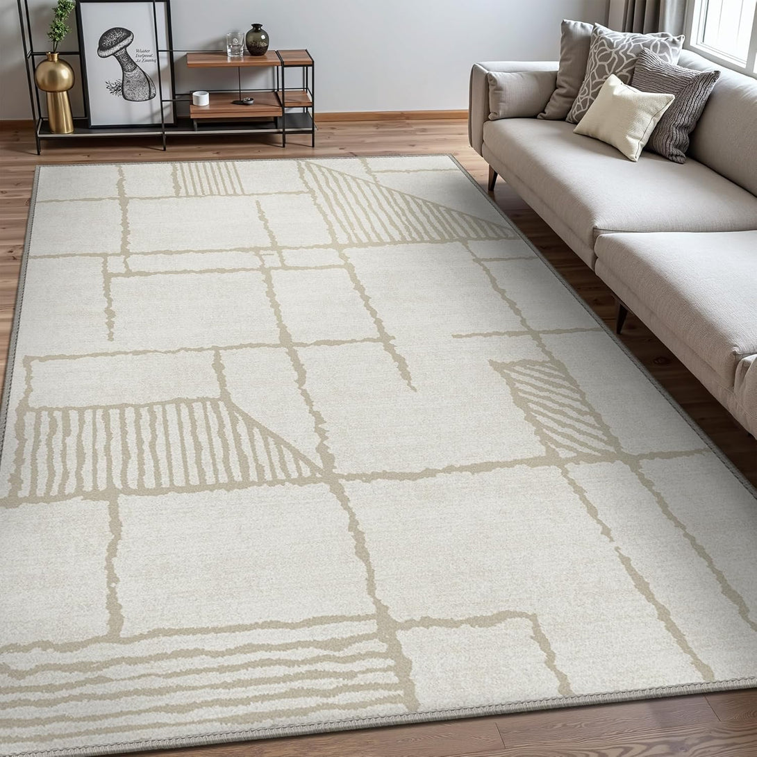 GENIMO Abstract Geometric Printed Lightweight Area Rug - 
