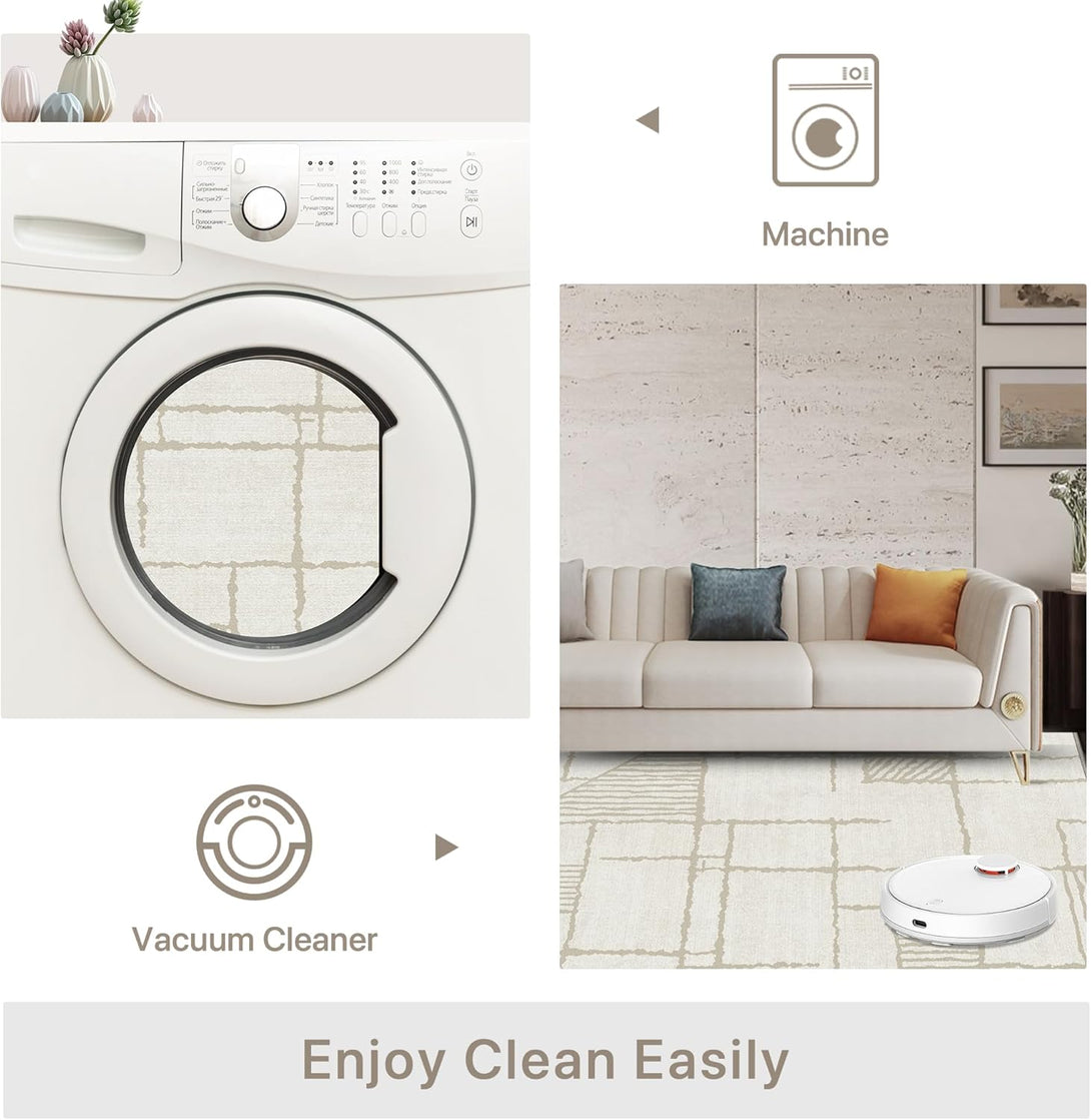 GENIMO Abstract Geometric Printed Lightweight Area Rug - 