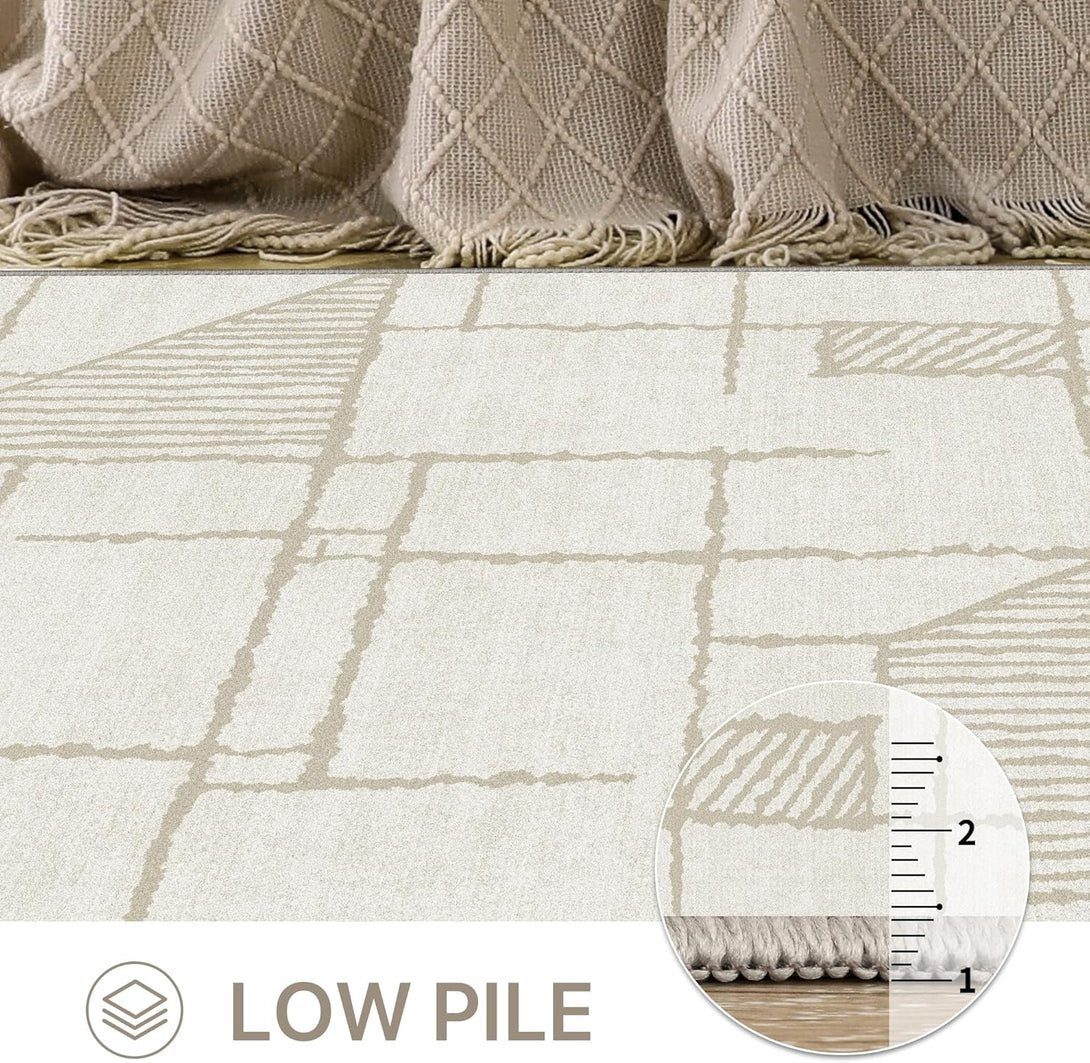 GENIMO Abstract Geometric Printed Lightweight Area Rug - 