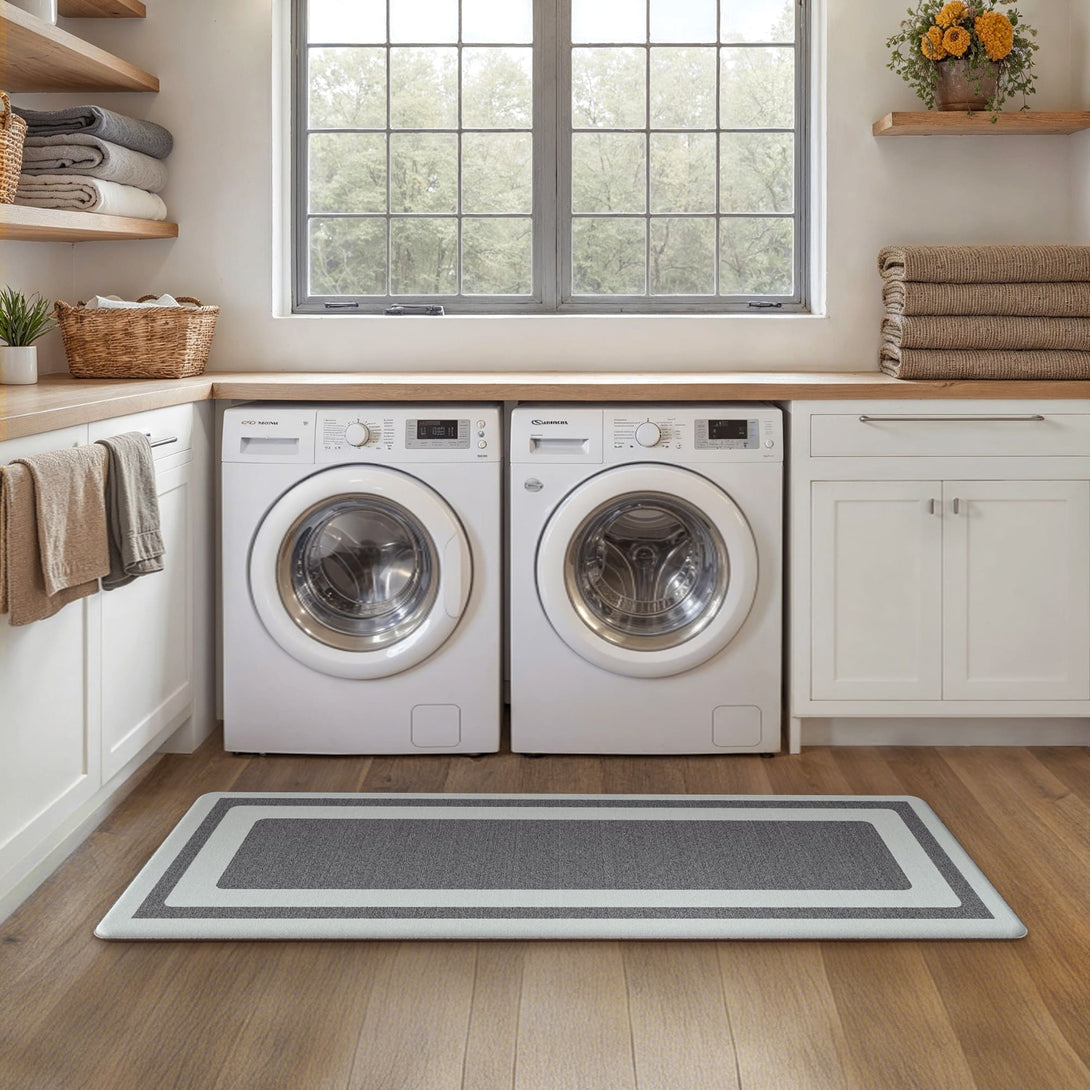 GENIMO Anti Fatigue Padded Kitchen Sink Mat 2Pcs Non Slip Washable Runner Rug in Modern - KR005 - Grey - 17X47 - 17X30