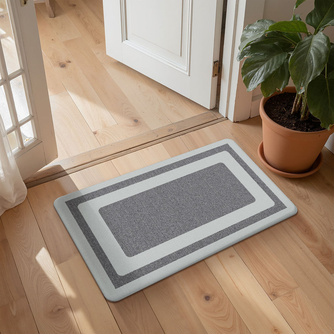 GENIMO Anti Fatigue Padded Kitchen Sink Mat 2Pcs Non Slip Washable Runner Rug in Modern - KR005 - Grey - 17X47 - 17X30