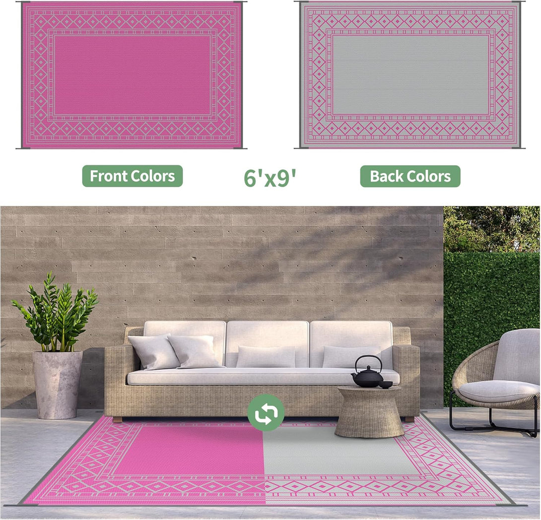 GENIMO Bohemian Style Waterproof Outdoor Rug - 