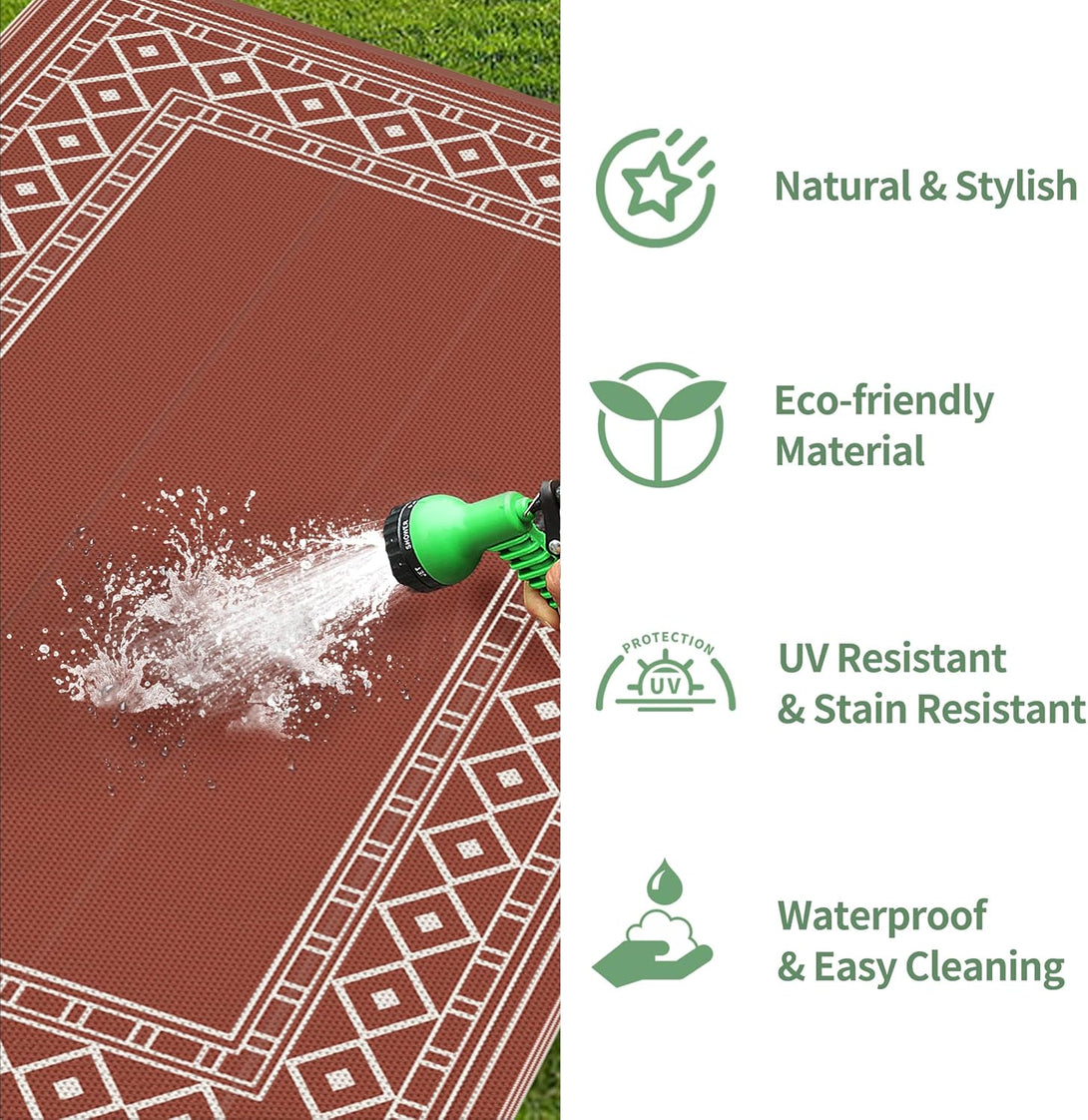 GENIMO Bohemian Style Waterproof Outdoor Rug - 