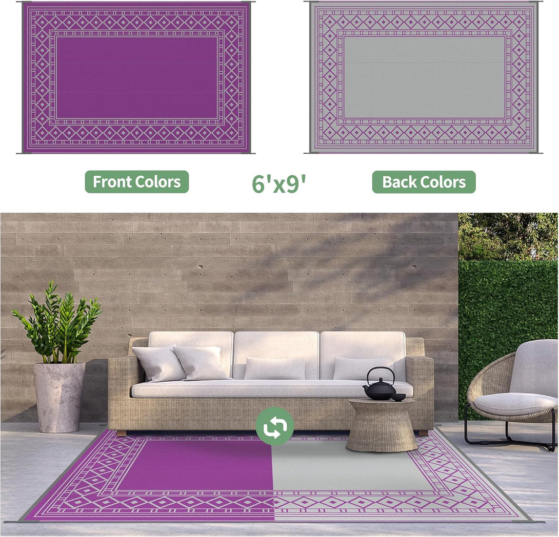 GENIMO Bohemian Style Waterproof Outdoor Rug - 