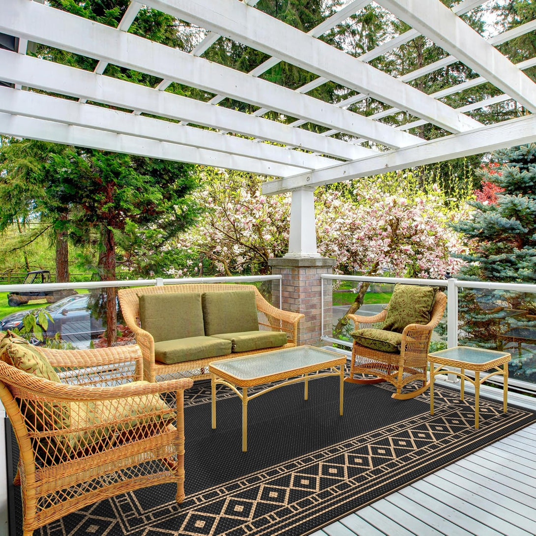 GENIMO Bohemian Style Waterproof Outdoor Rug Beige - 