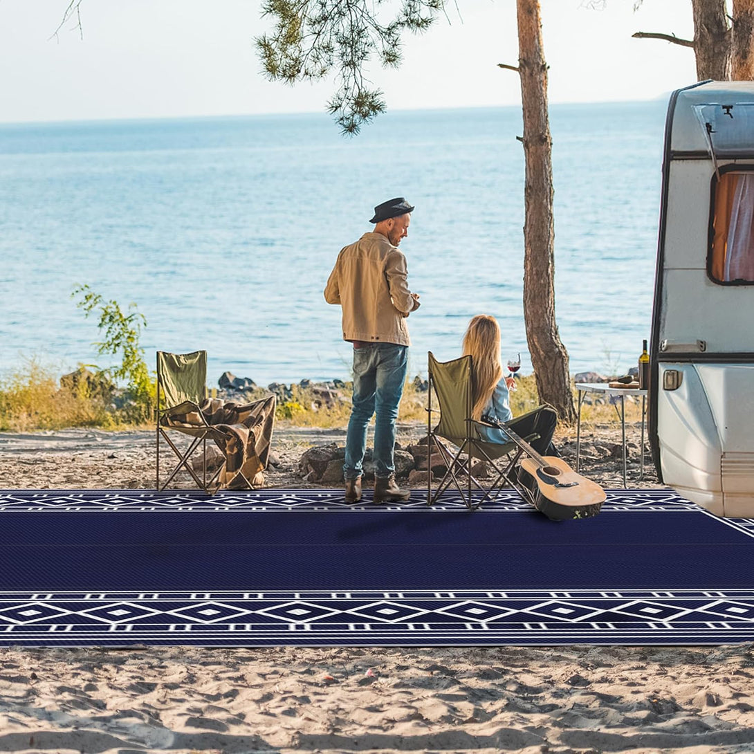 GENIMO Bohemian Style Waterproof Outdoor Rug Blue - 