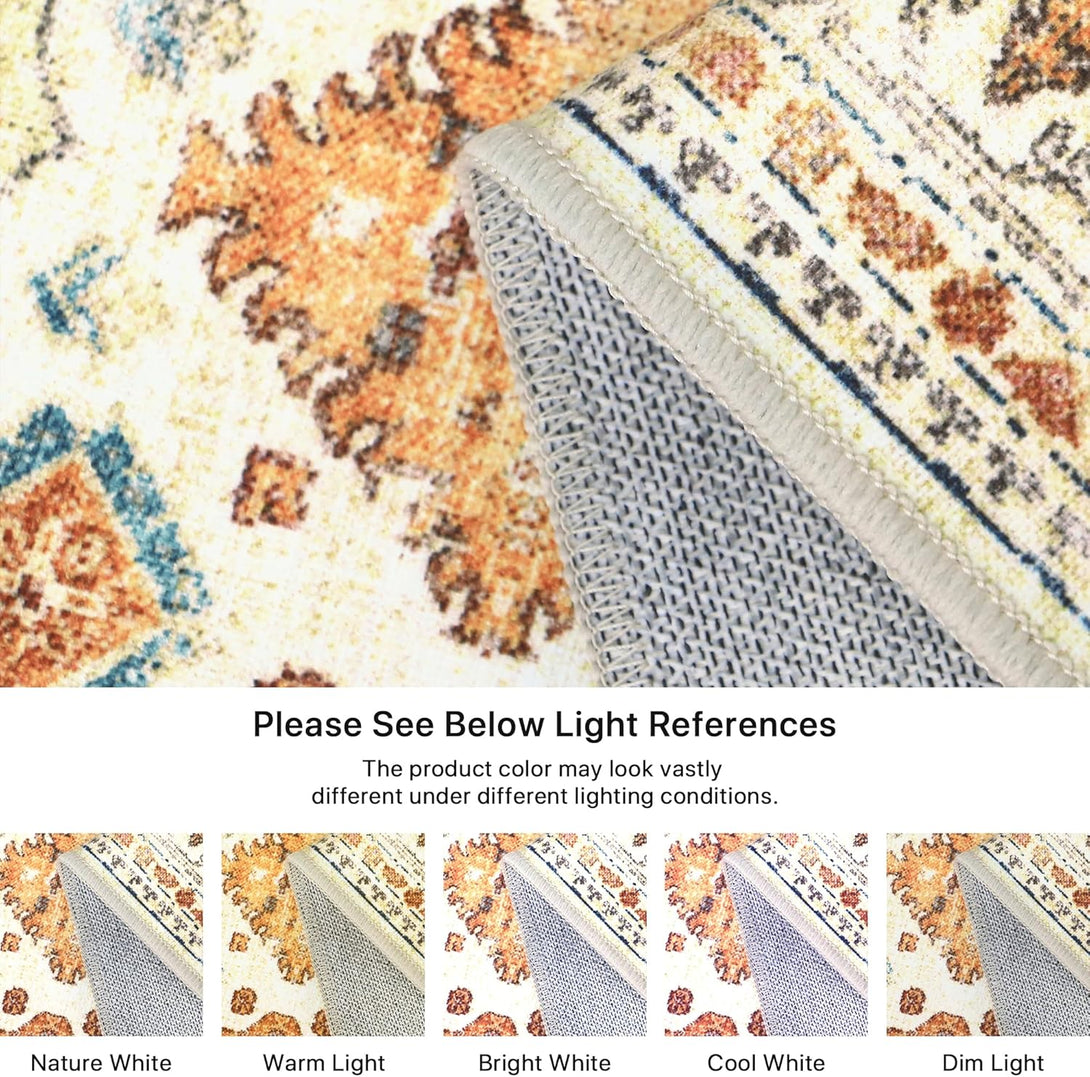 GENIMO Colorful Medallion Floral Print Non - Slip Area Rug - LF9991 - TUR - 3x5