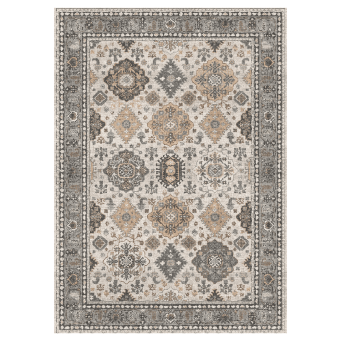 GENIMO Colorful Medallion Floral Print Non - Slip Area Rug - LF9991 - GRI - 3x5