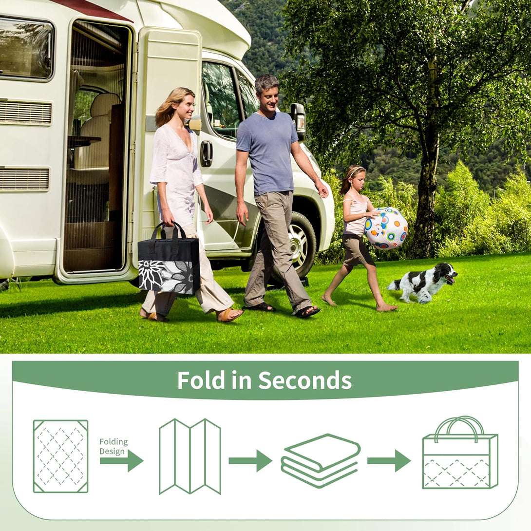 GENIMO Daisy Pattern Reversible Waterproof Outdoor Rug - 