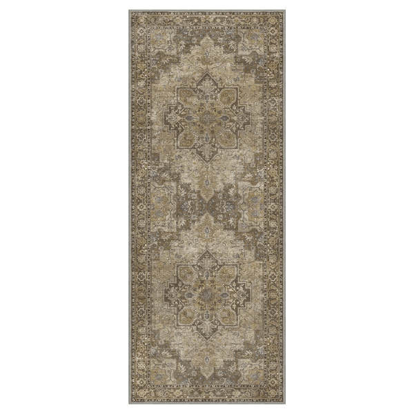 GENIMO Gorgeous Prints Machine Washable Low Pile Runner Rug - AR1005 - BRW - 2X5