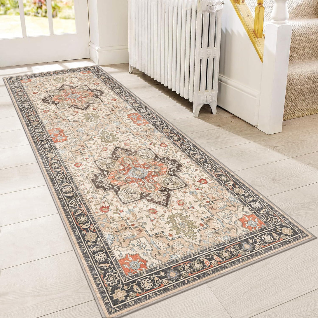GENIMO Gorgeous Vintage Bohemian Print Machine Washable Runner Rug - 