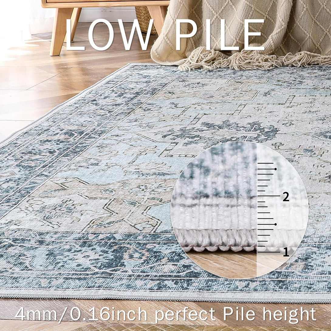 GENIMO Machine Washable Non Slip with Gripper Runner Rug - AR1005 - Blue - 2x3
