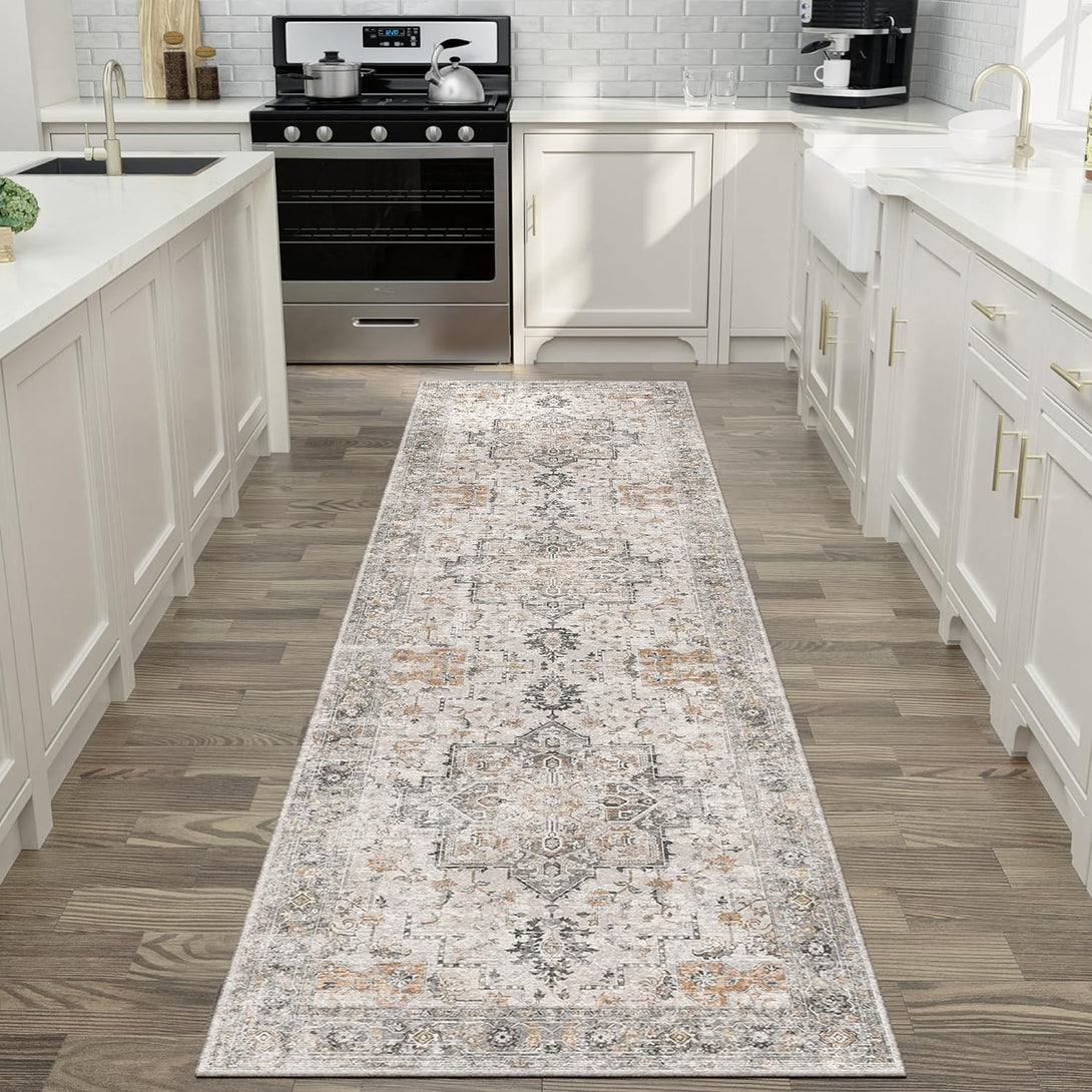 GENIMO Machine Washable Non Slip with Gripper Runner Rug - AR1005 - Light Taupe Brown - 2x3