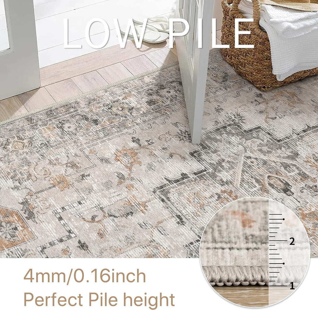 GENIMO Machine Washable Non Slip with Gripper Runner Rug - AR1005 - Light Taupe Brown - 2x3