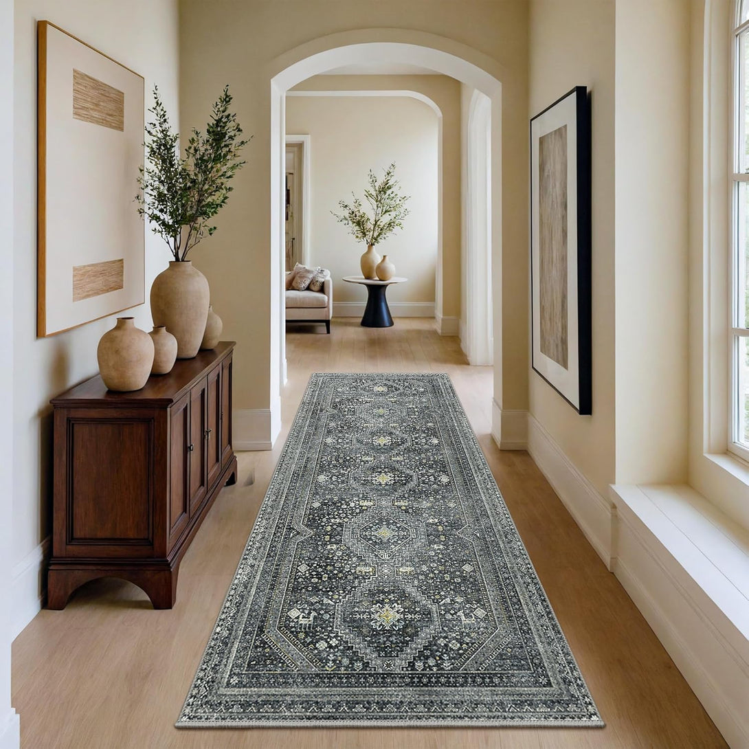 GENIMO Machine Washable Runner Rug Non Slip Carpet with Gripper - 