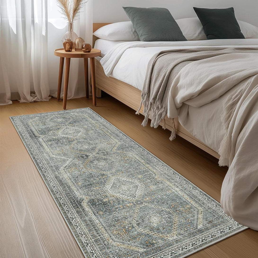 GENIMO Machine Washable Runner Rug Non Slip Carpet with Gripper - 