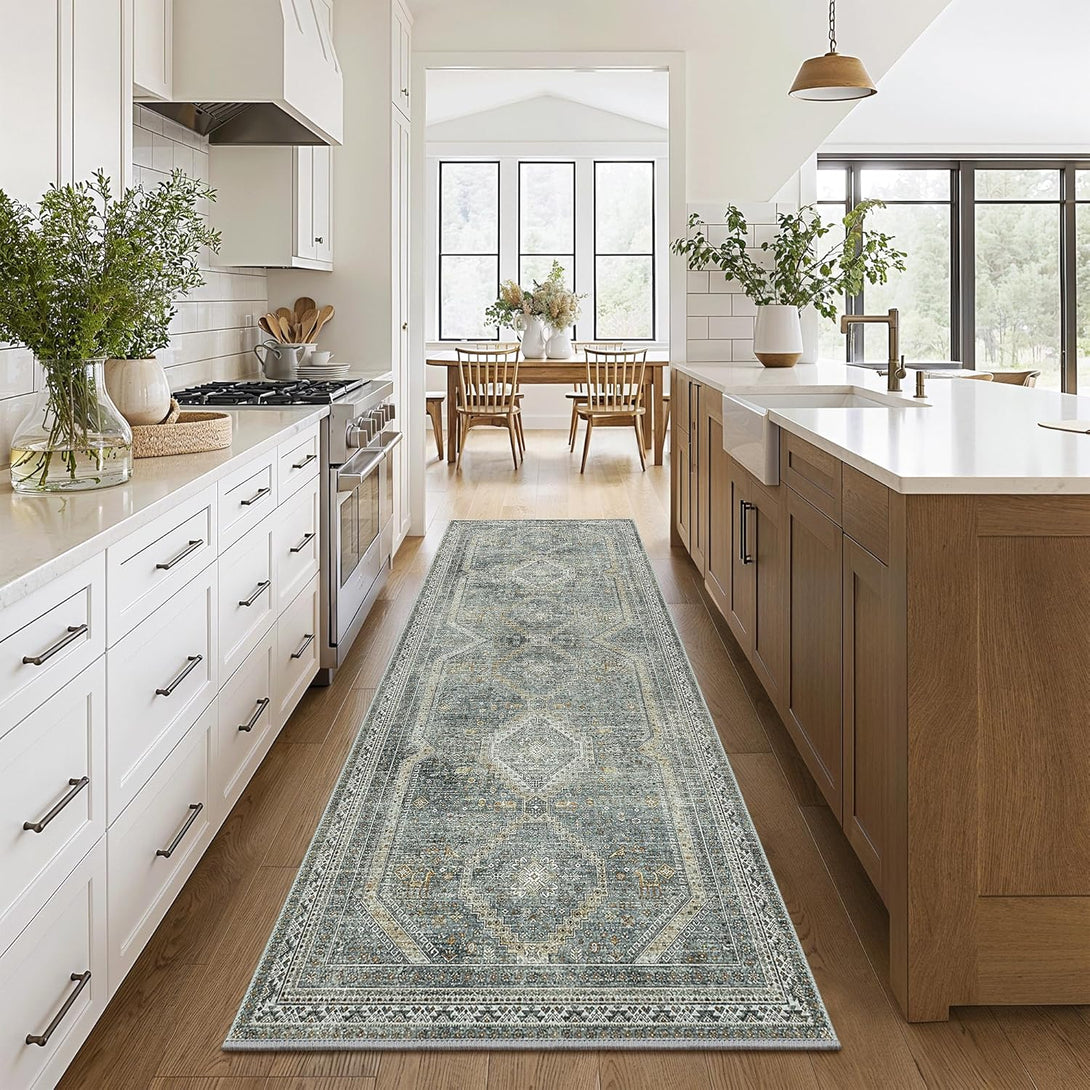 GENIMO Machine Washable Runner Rug Non Slip Carpet with Gripper - 