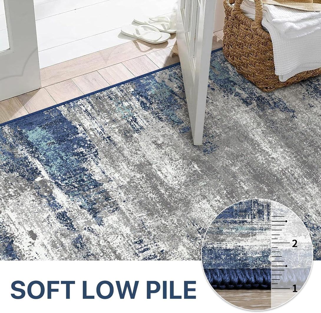 GENIMO Modern Abstract Painting Soft Pet Friendly Area Rug - LF8201 - BLUE - 3X5