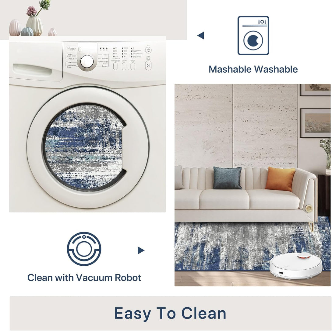 GENIMO Modern Abstract Painting Soft Pet Friendly Area Rug - LF8201 - BLUE - 3X5