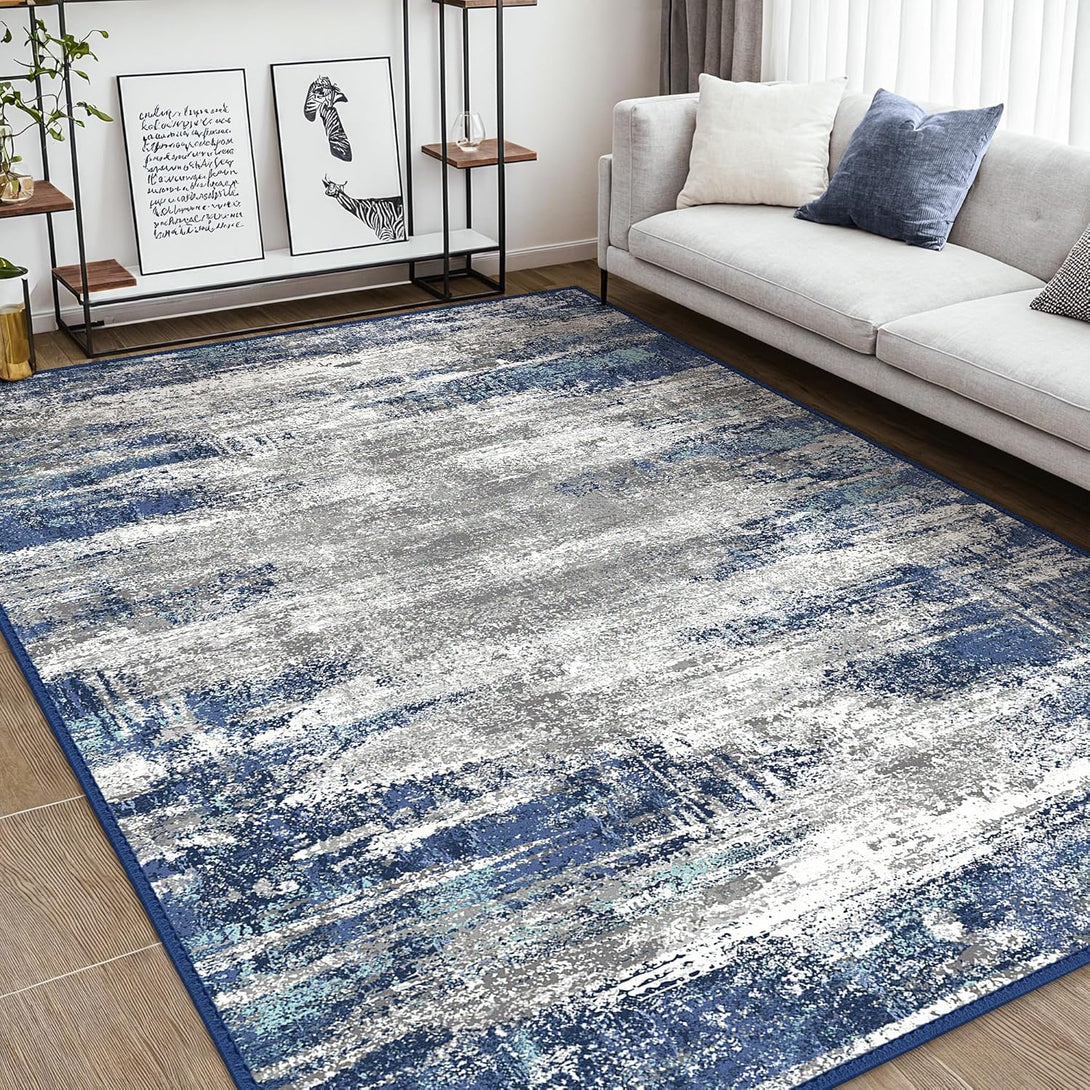 GENIMO Modern Abstract Painting Soft Pet Friendly Area Rug - LF8201 - BLUE - 3X5
