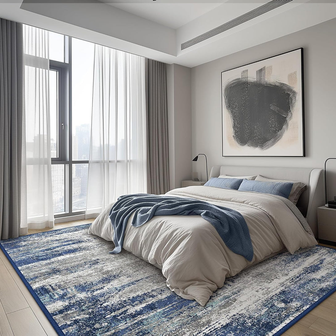 GENIMO Modern Abstract Painting Soft Pet Friendly Area Rug - LF8201 - BLUE - 3X5