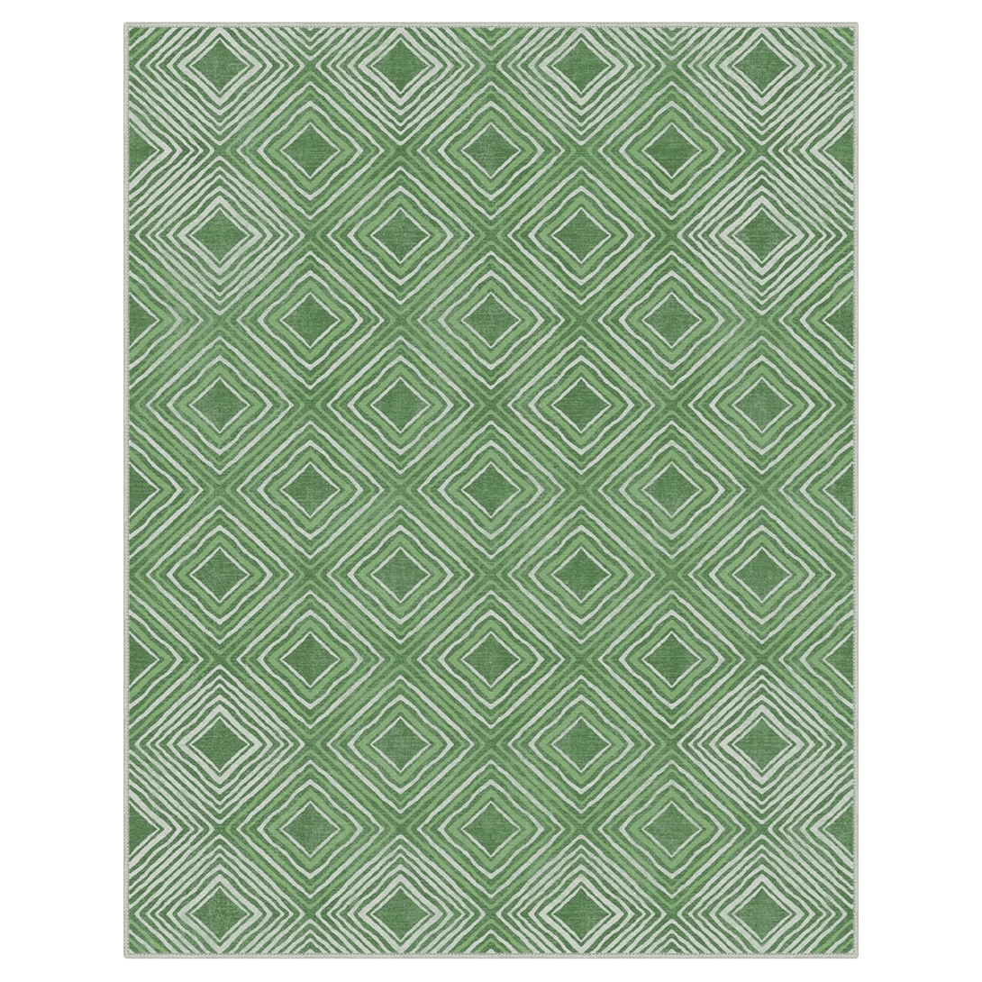 GENIMO Modern Geometric Checkered Machine Washable Non Slip Area Rug - TZ3007 - BLUE - 2X6FT