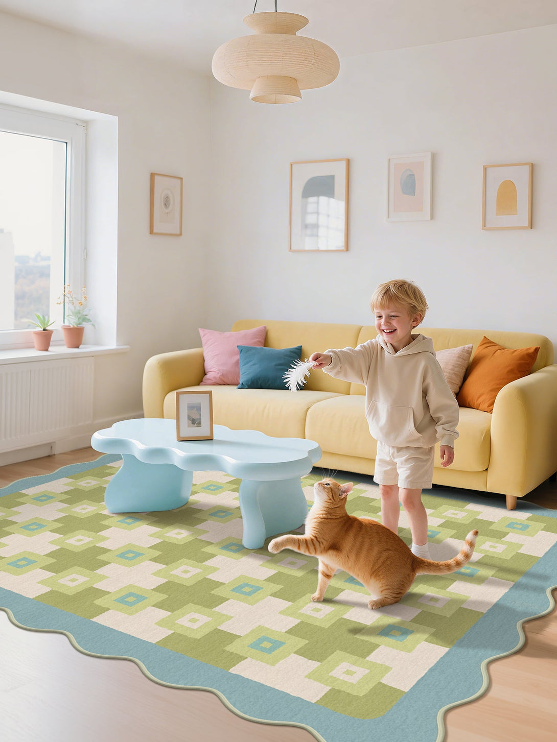 GENIMO Modern Geometric Decorative Irregular Area Rug - TZ3008 - BG - 2X3FT