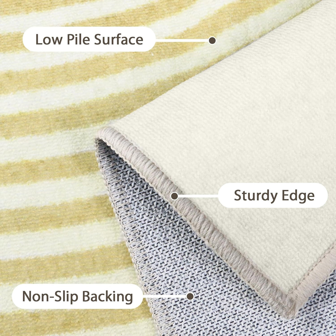 GENIMO Modern Minimalist Oval Line Printed Non - Slip Area Rug - 