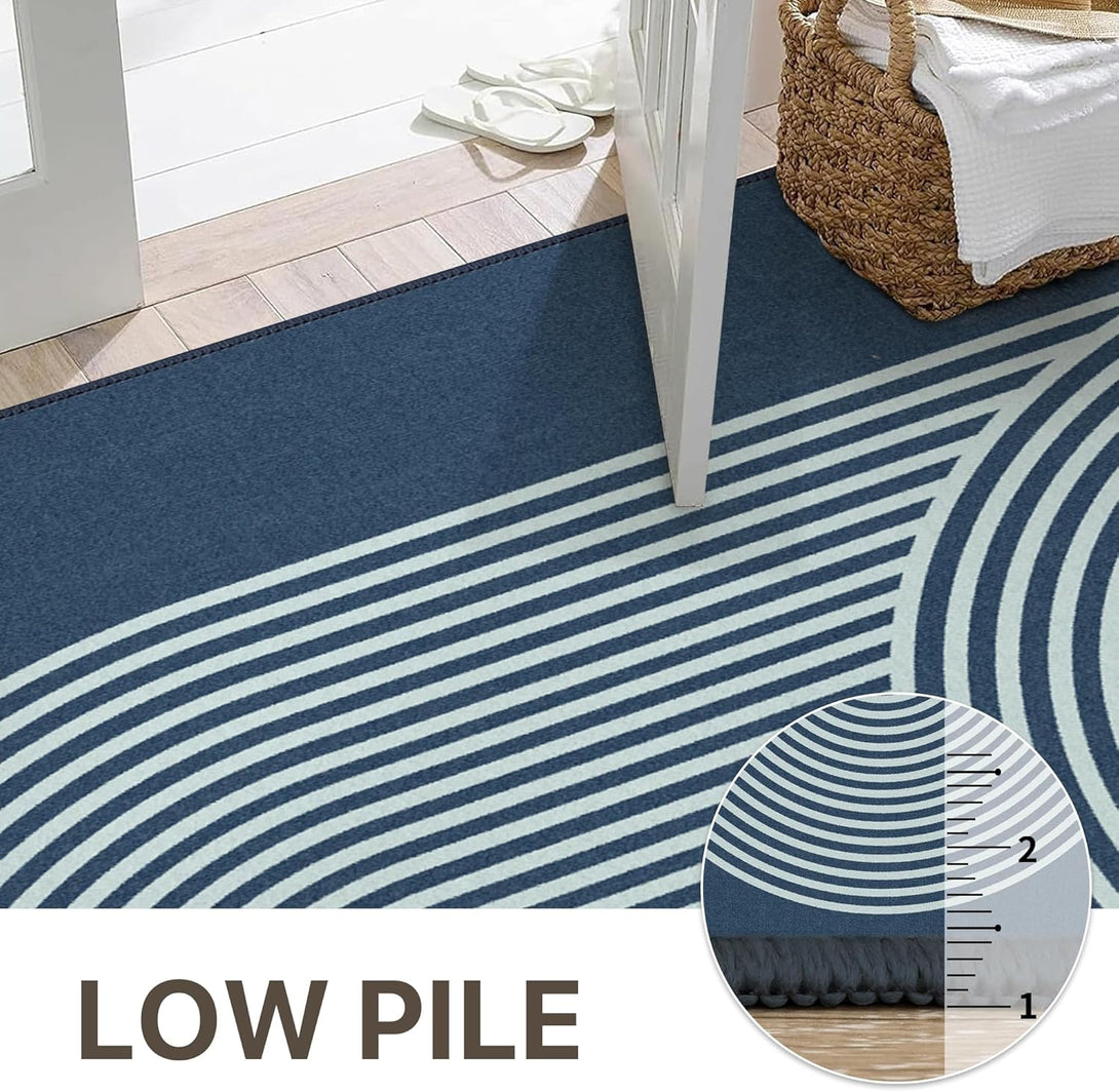 GENIMO Modern Minimalist Oval Line Printed Non - Slip Area Rug - 