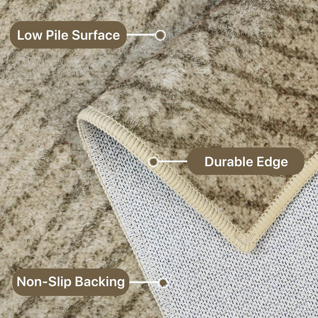 GENIMO Modern Minimalist Year Round Printed Non - Slip Area Rug - 