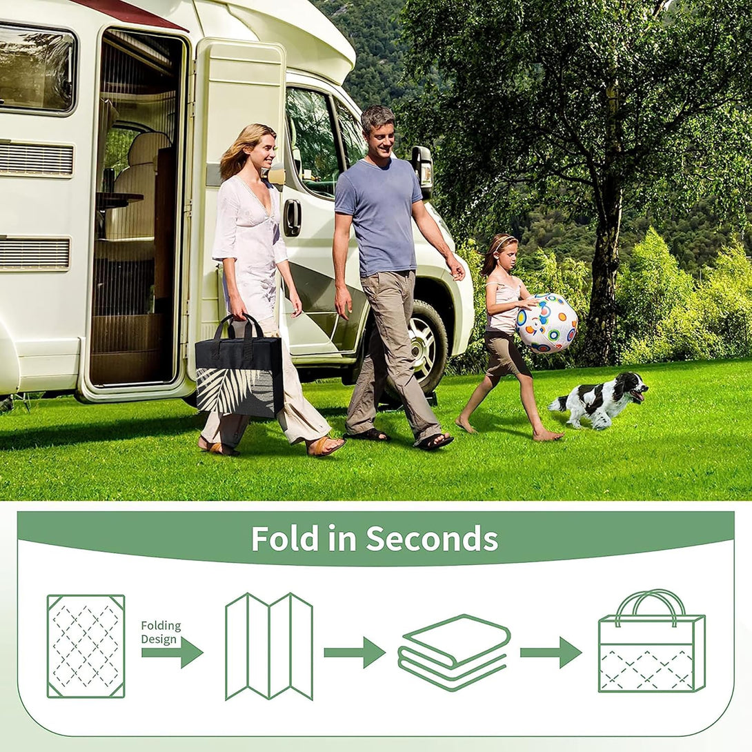 GENIMO Outdoor Rug Waterproof for Patios Clearance Black - PD17 - black&beige - 3x5