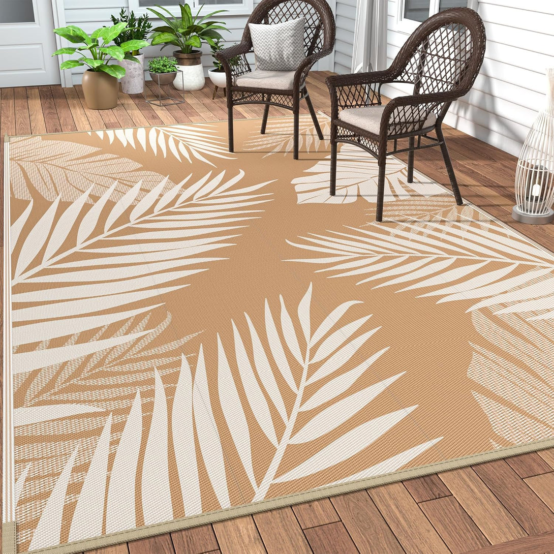 GENIMO Outdoor Rug Waterproof for Patios Clearance Brown - 