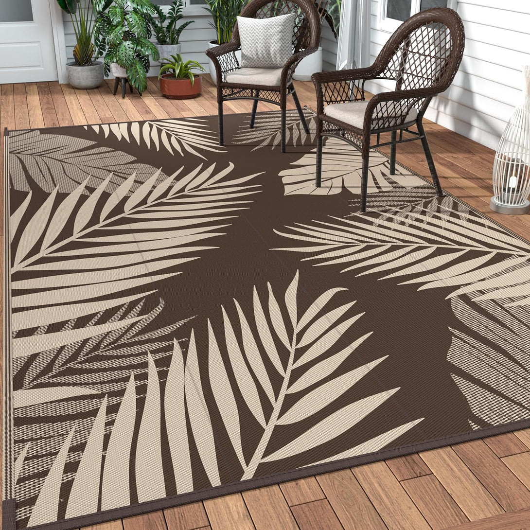GENIMO Outdoor Rug Waterproof for Patios Clearance Brown - PD17 - coffee&beige - 2.5x8