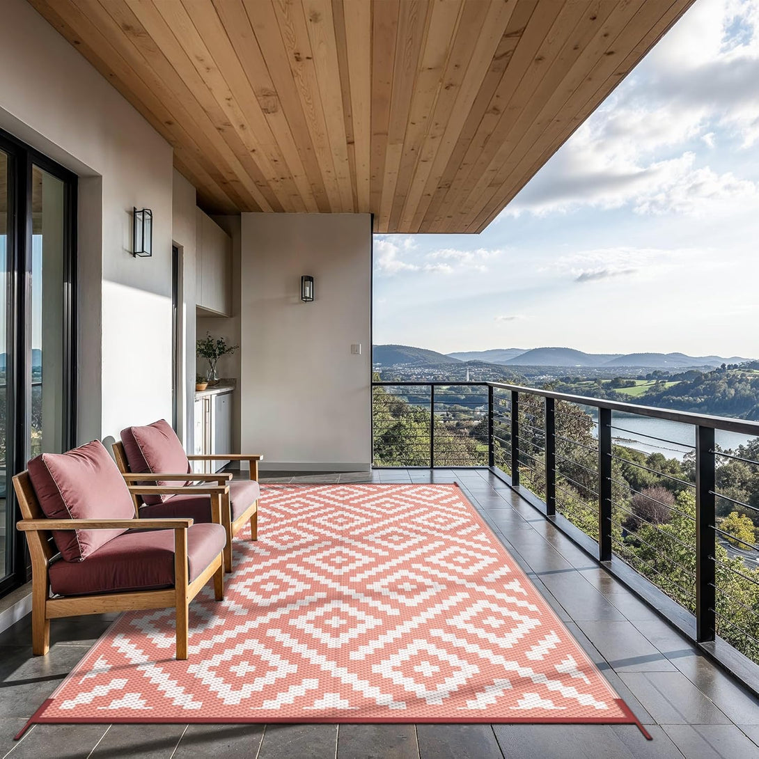 GENIMO Rhombic Printed Double Sided Waterproof Outdoor Rug - 