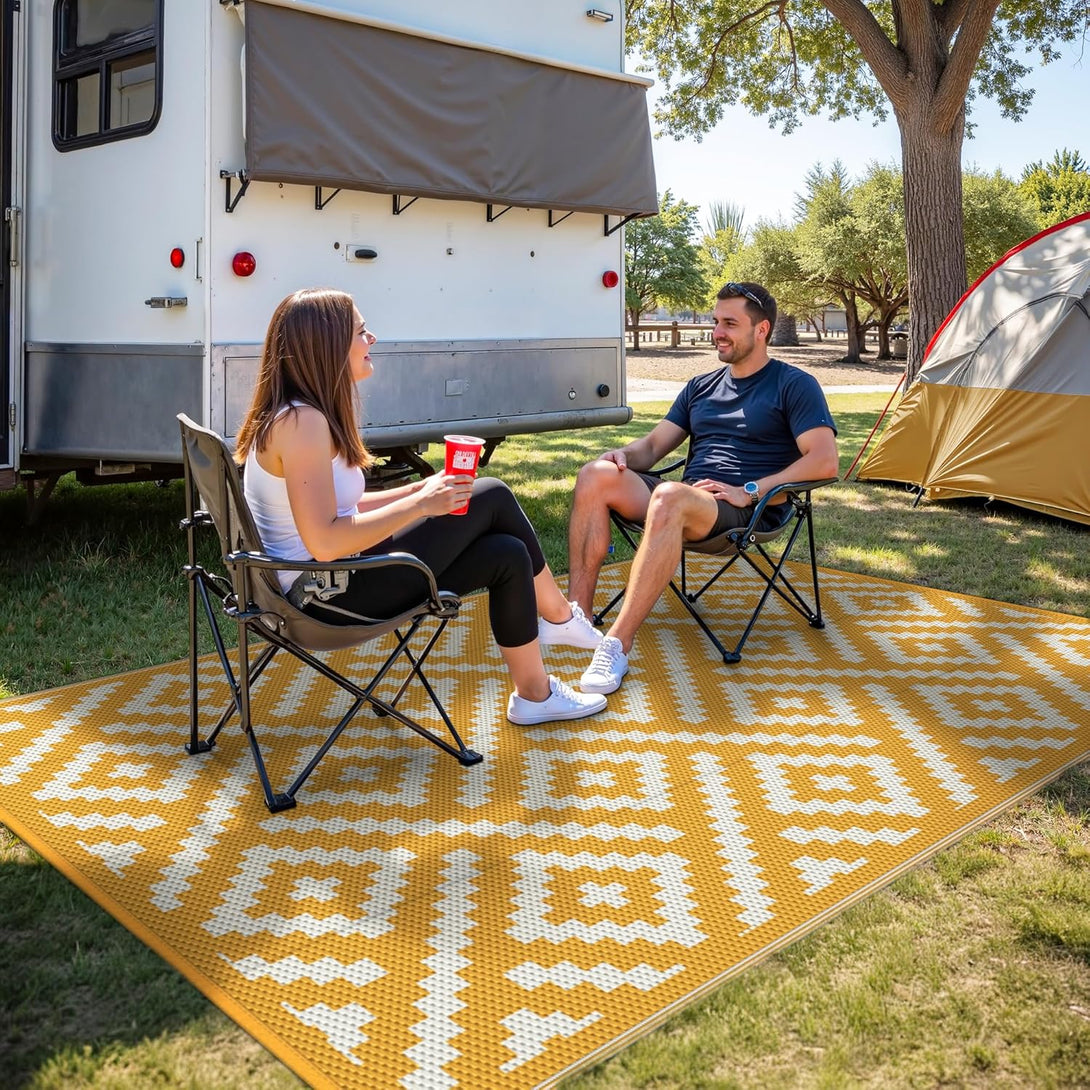 GENIMO Rhombic Printed Double Sided Waterproof Outdoor Rug - 