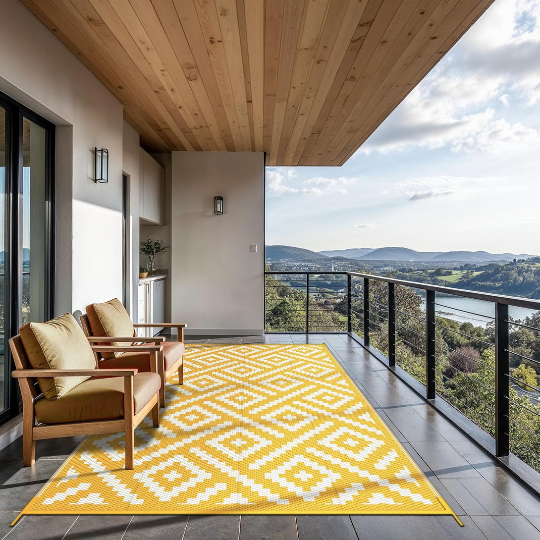GENIMO Rhombic Printed Double Sided Waterproof Outdoor Rug - 