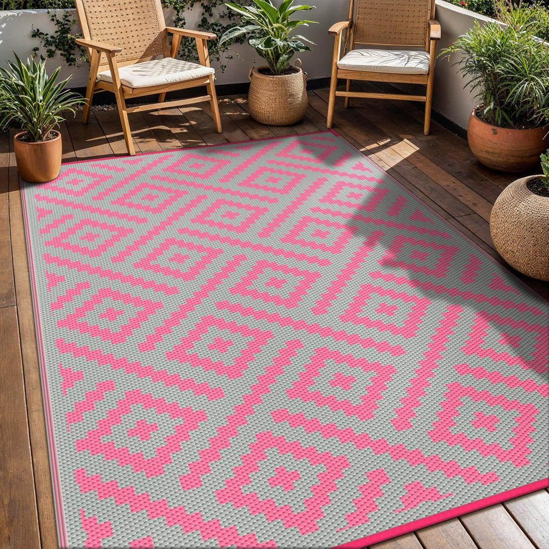 GENIMO Rhombic Printed Double Sided Waterproof Outdoor Rug - 
