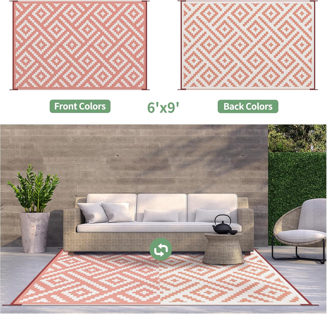 GENIMO Rhombic Printed Double Sided Waterproof Outdoor Rug - 
