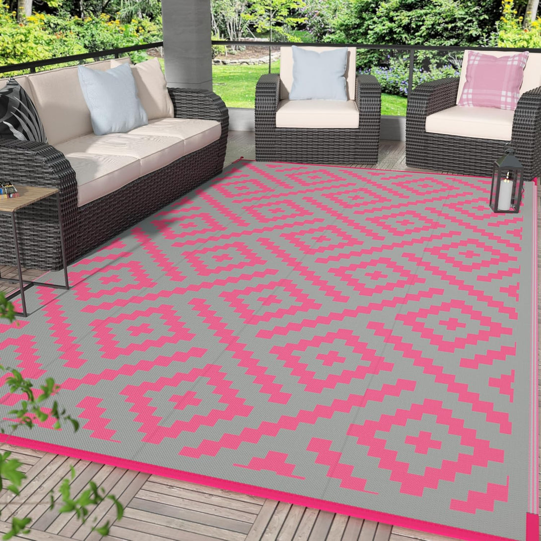 GENIMO Rhombic Printed Double Sided Waterproof Outdoor Rug - 