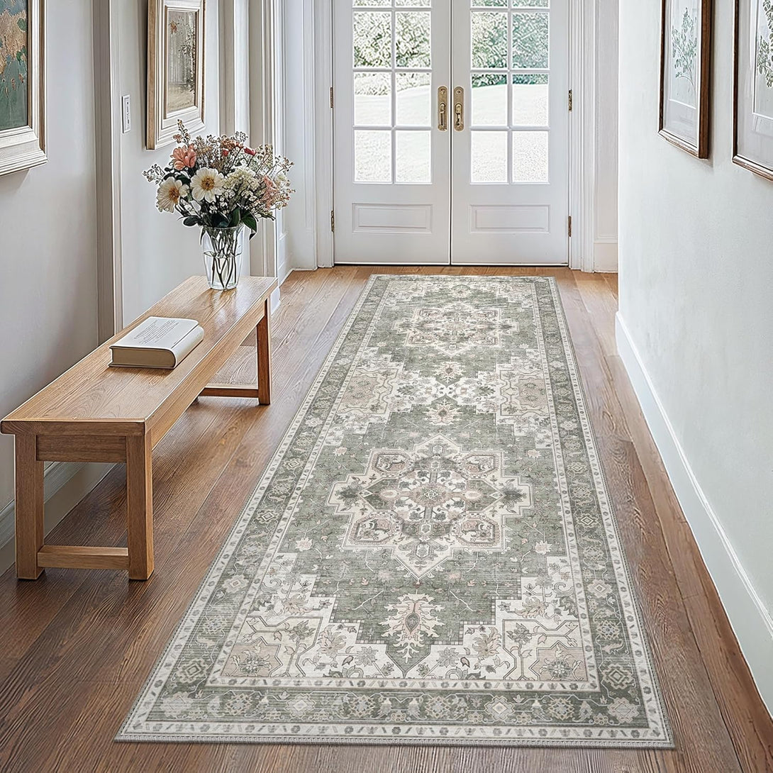 GENIMO Runner Rug Machine Washable Vintage Bohemian Print - 