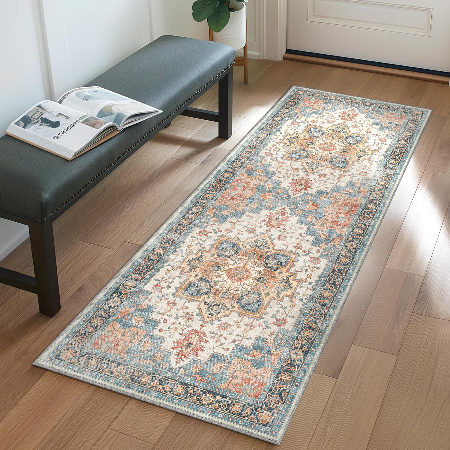 Daria Vintage Persian Tribal Washable Runner Rug | GENIMO