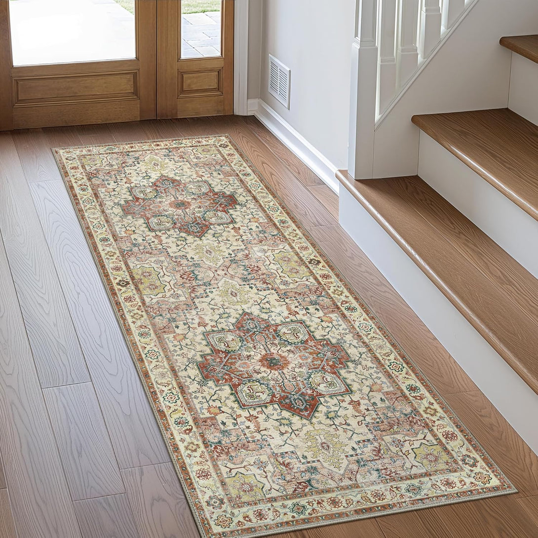 GENIMO Runner Rugs for Hallway, Kitchen Machine Washable Non Slip Vintage Rugs - 