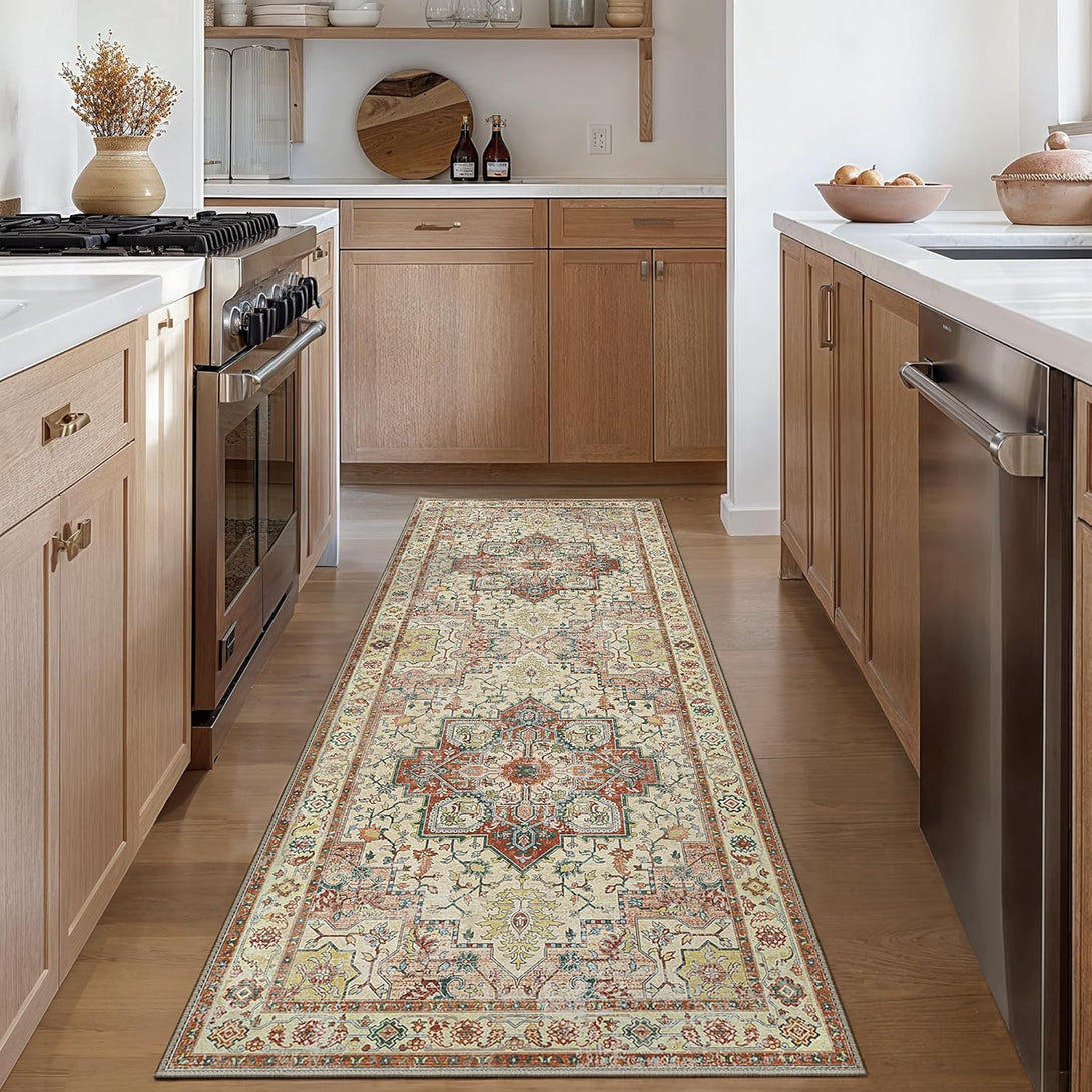 GENIMO Runner Rugs for Hallway, Kitchen Machine Washable Non Slip Vintage Rugs - 