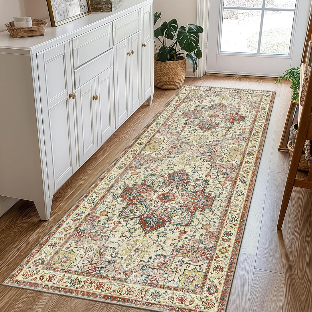 GENIMO Runner Rugs for Hallway, Kitchen Machine Washable Non Slip Vintage Rugs - 