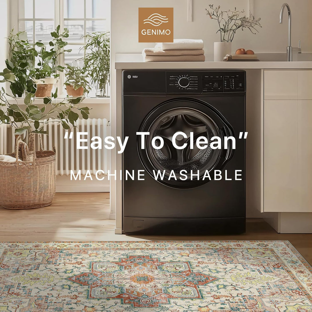 GENIMO Runner Rugs for Hallway, Kitchen Machine Washable Non Slip Vintage Rugs - 