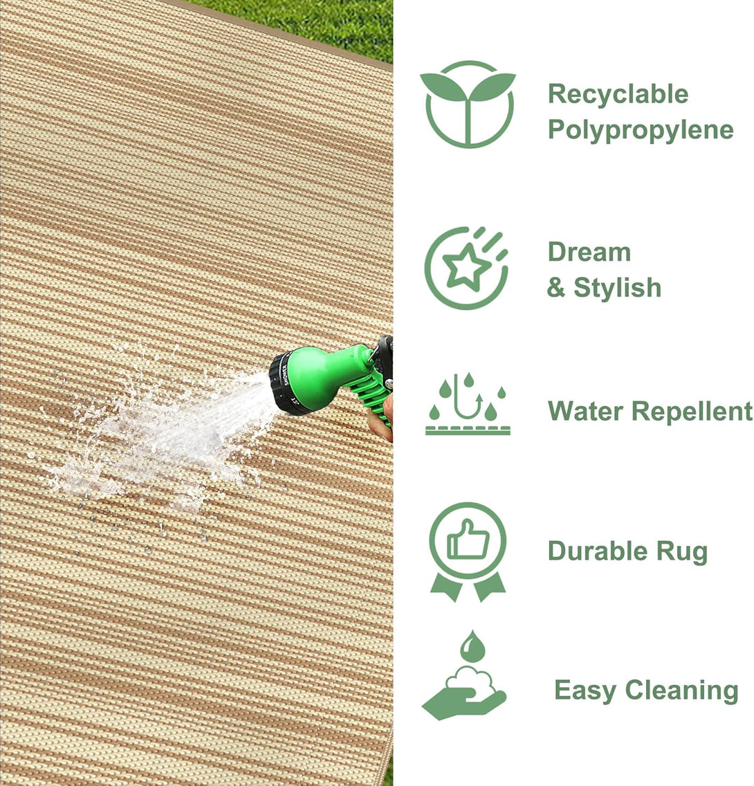 GENIMO Simple Striped Waterproof Outdoor Rug - 