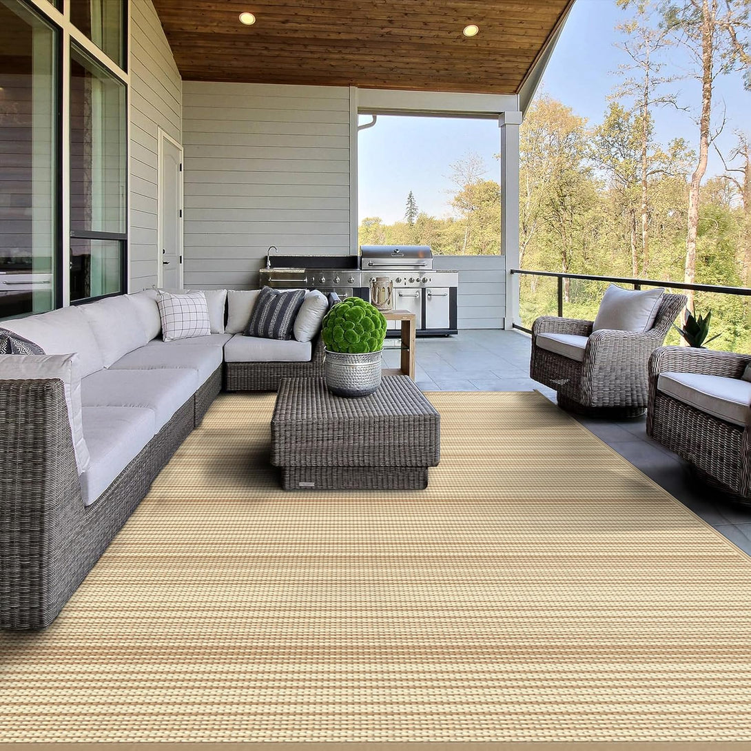 GENIMO Simple Striped Waterproof Outdoor Rug - 