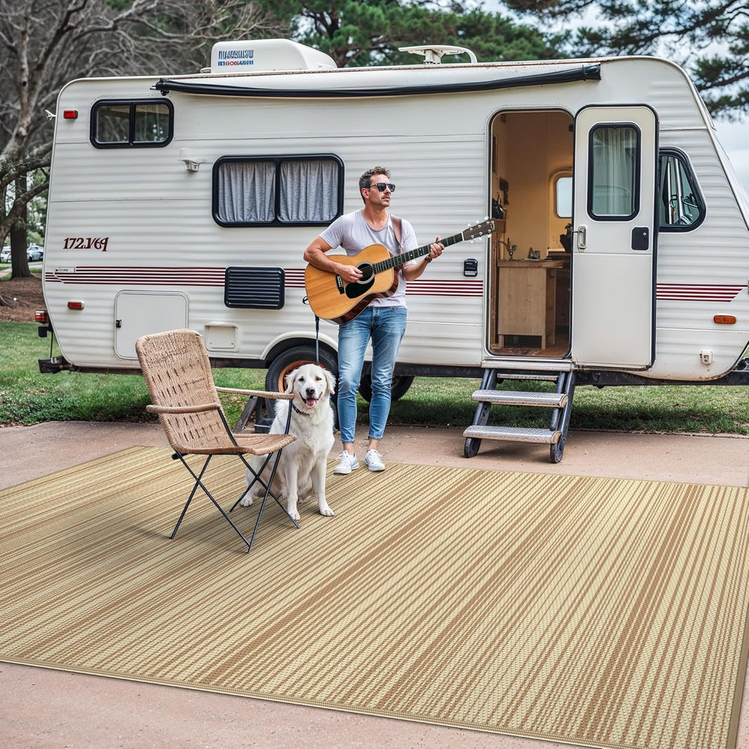 GENIMO Simple Striped Waterproof Outdoor Rug - 