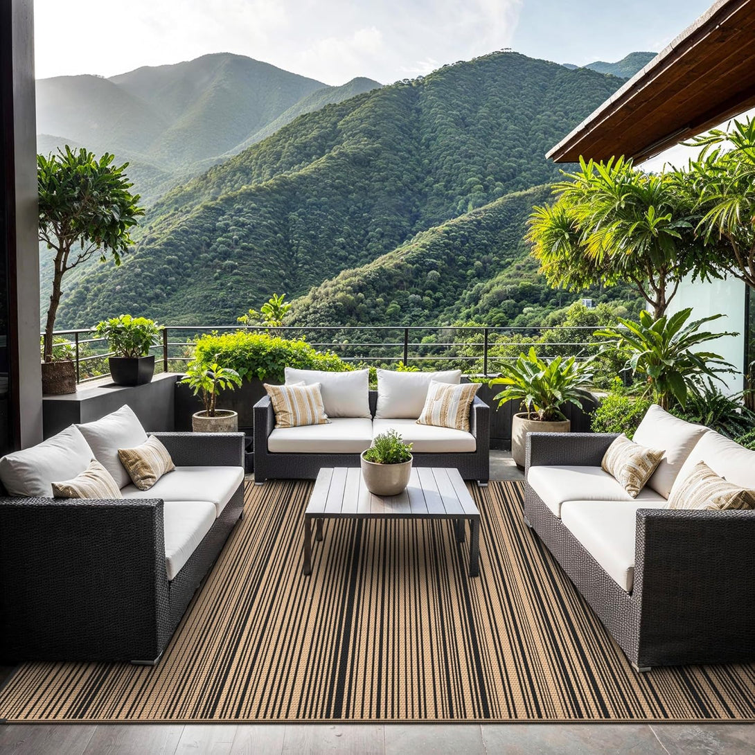 GENIMO Simple Striped Waterproof Outdoor Rug - 